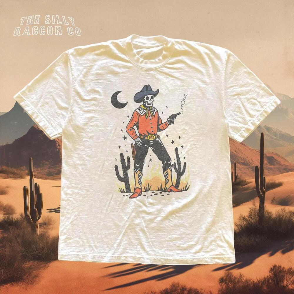 Cowboy Skeleton Shirt, Western Graphic Tee, Funny Gothic Cowboy T Shirt